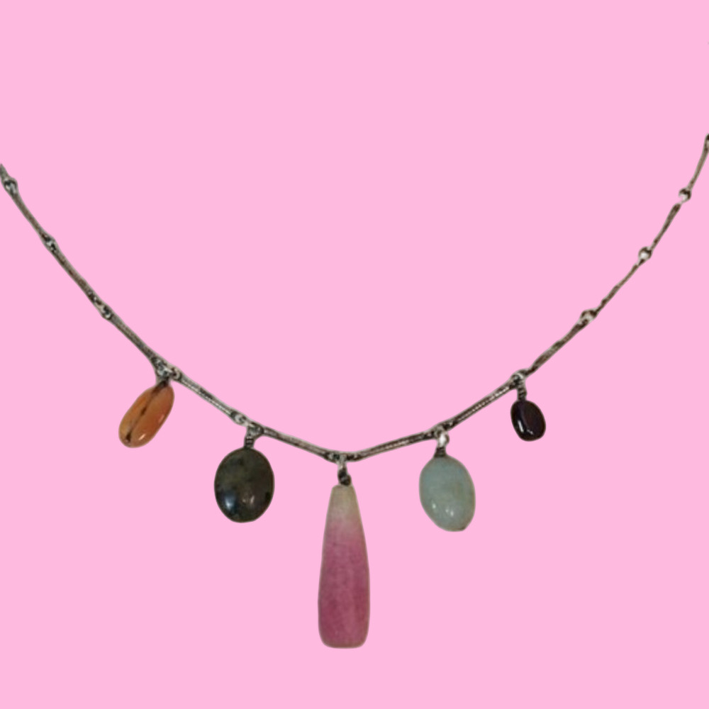 RARE Peyote Bird Sterling & Semi-Precious Stones Necklace